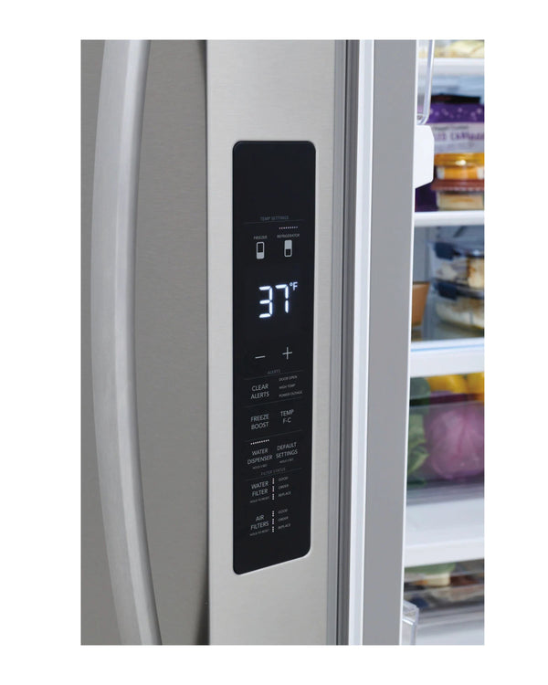 Frigidaire 28.8 cu ft French Door Refrigerator, Stainless, Full - Width Deli Drawer + LED Lighting (FRFN2813AF) - Appliance Saver Store