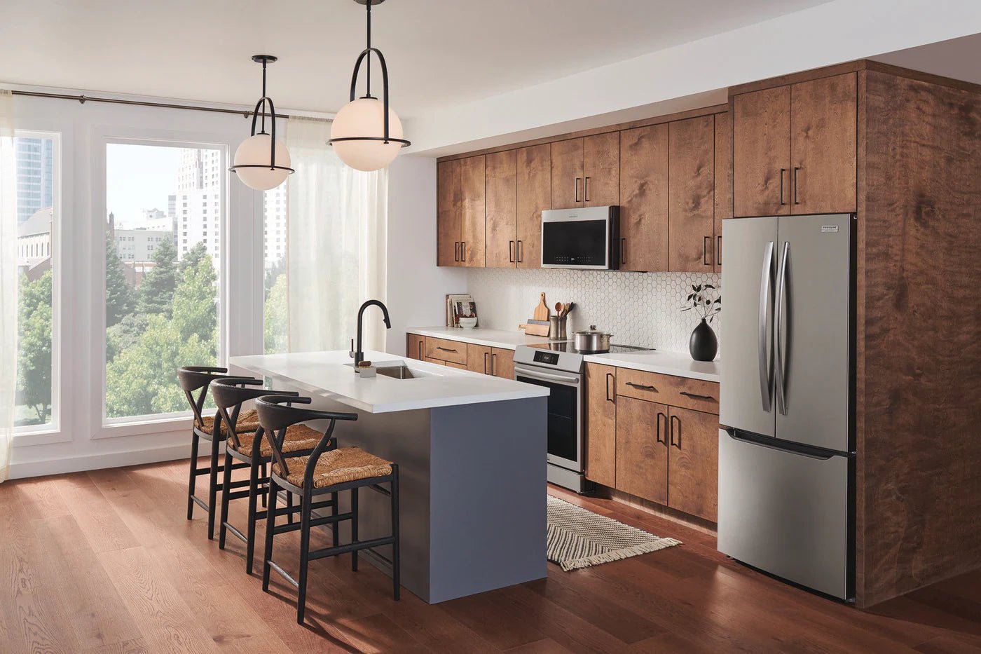 Frigidaire 20 cu ft French Door Refrigerator, Stainless, Slim 30″ Width, LED Lighting (GRFN2023AF) - Appliance Saver Store