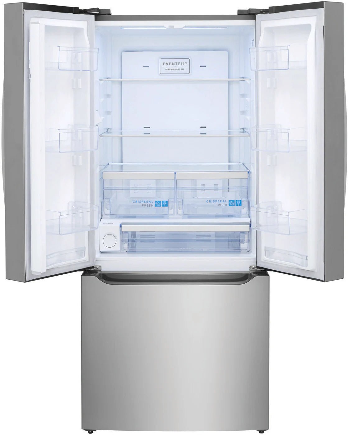 Frigidaire 20 cu ft French Door Refrigerator, Stainless, Slim 30″ Width, LED Lighting (GRFN2023AF) - Appliance Saver Store