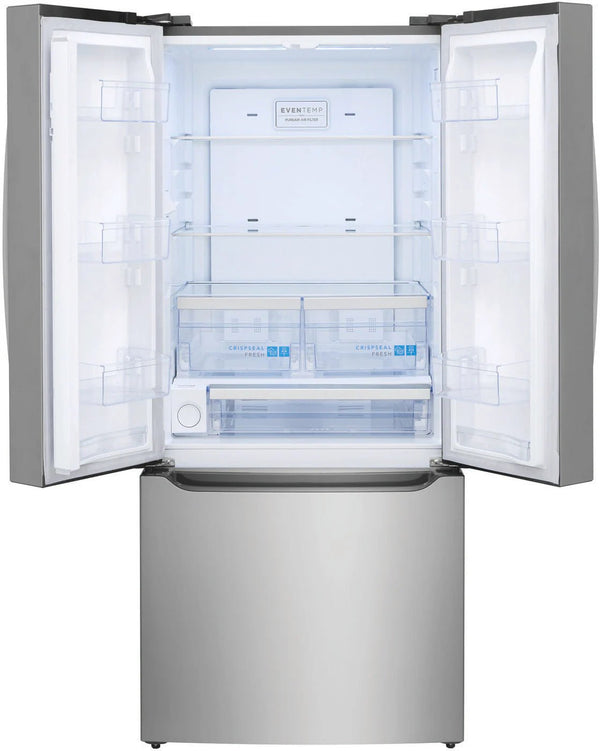 Frigidaire 20 cu ft French Door Refrigerator, Stainless, Slim 30″ Width, LED Lighting (GRFN2023AF) - Appliance Saver Store