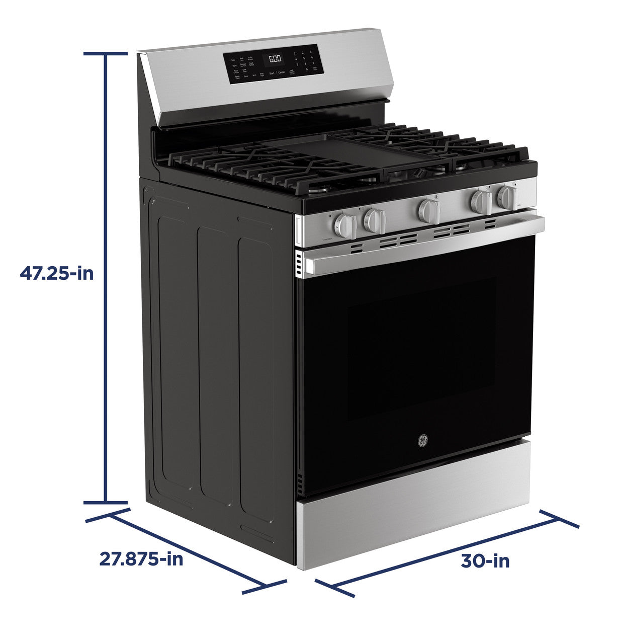 GE 30″ Gas Range, Stainless, Full Oven + Multi-Burners (GGF600AVSS)