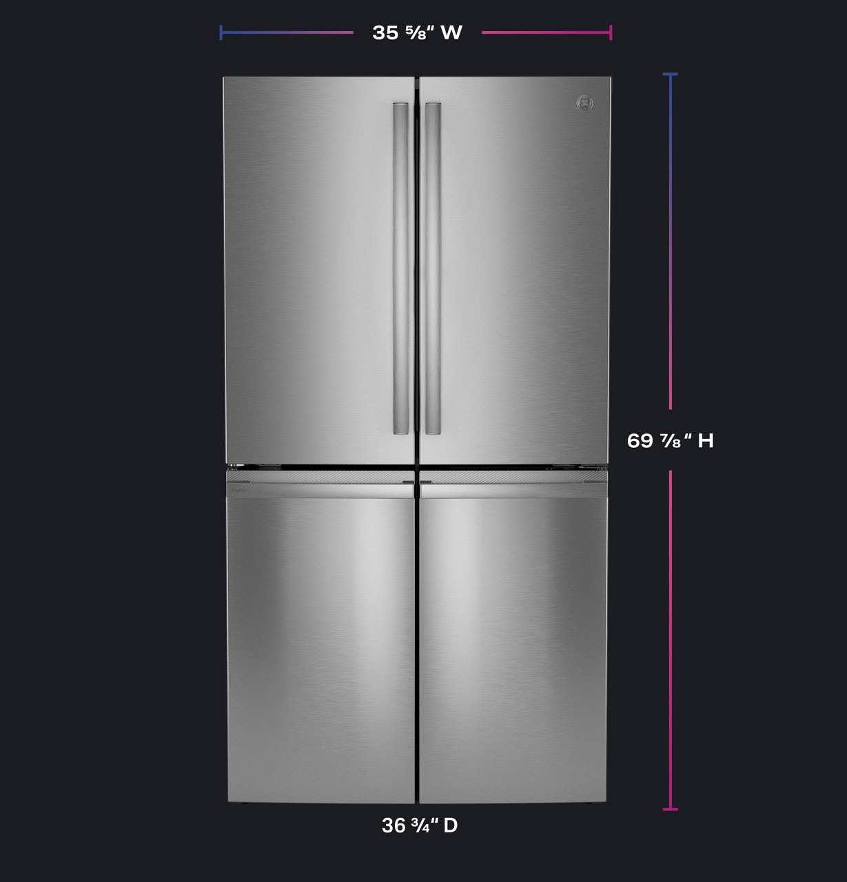 GE Profile 28.4 cu. ft. French Door Refrigerator, Stainless, Adjustable Shelves + LED Lighting (PAD28BYTFS)