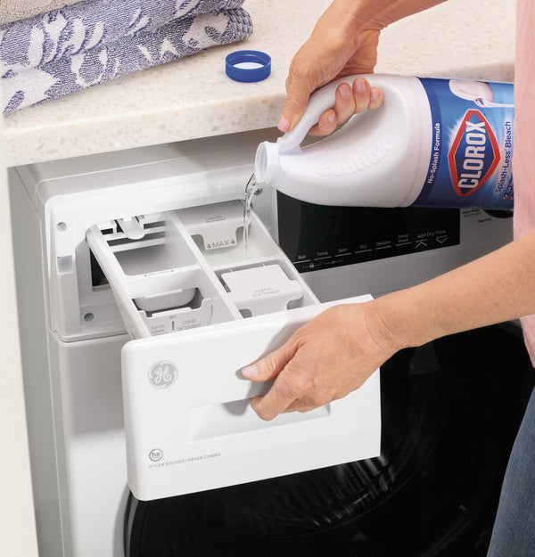 GE 2.4 cu. ft. Front Load Washer/Dryer Combo, White, Ventless Drying + LED Display (GFQ14ESSNWW)