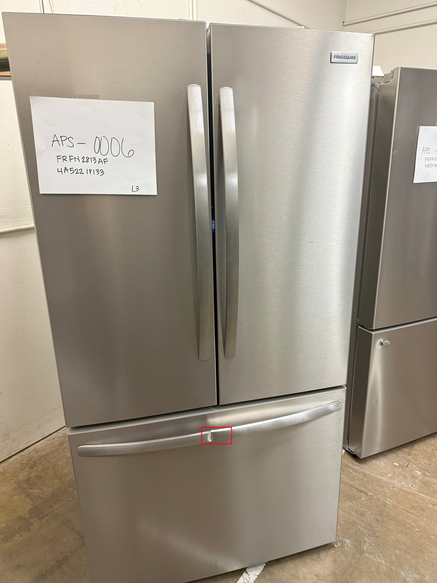 Frigidaire 28.8 cu ft French Door Refrigerator, Stainless, Full - Width Deli Drawer + LED Lighting (FRFN2813AF) - Appliance Saver Store