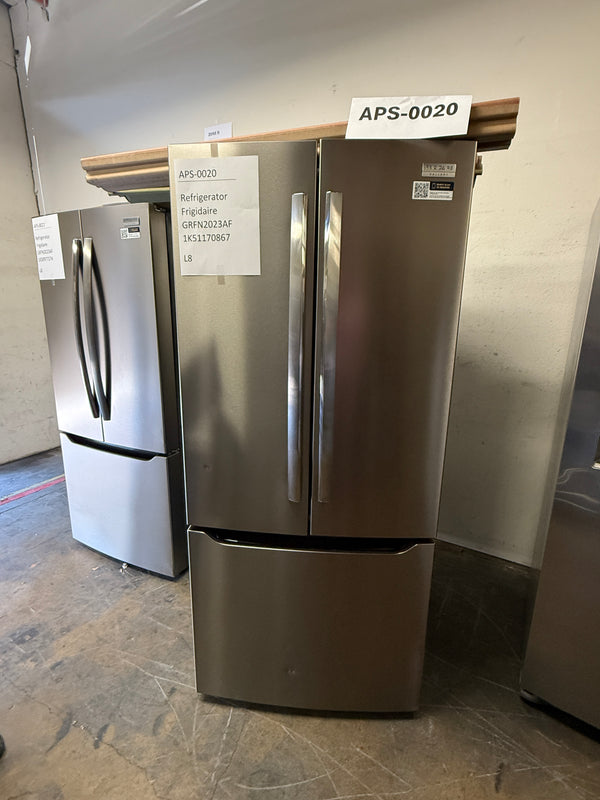 Frigidaire 20 cu ft French Door Refrigerator, Stainless, Slim 30″ Width, LED Lighting (GRFN2023AF)
