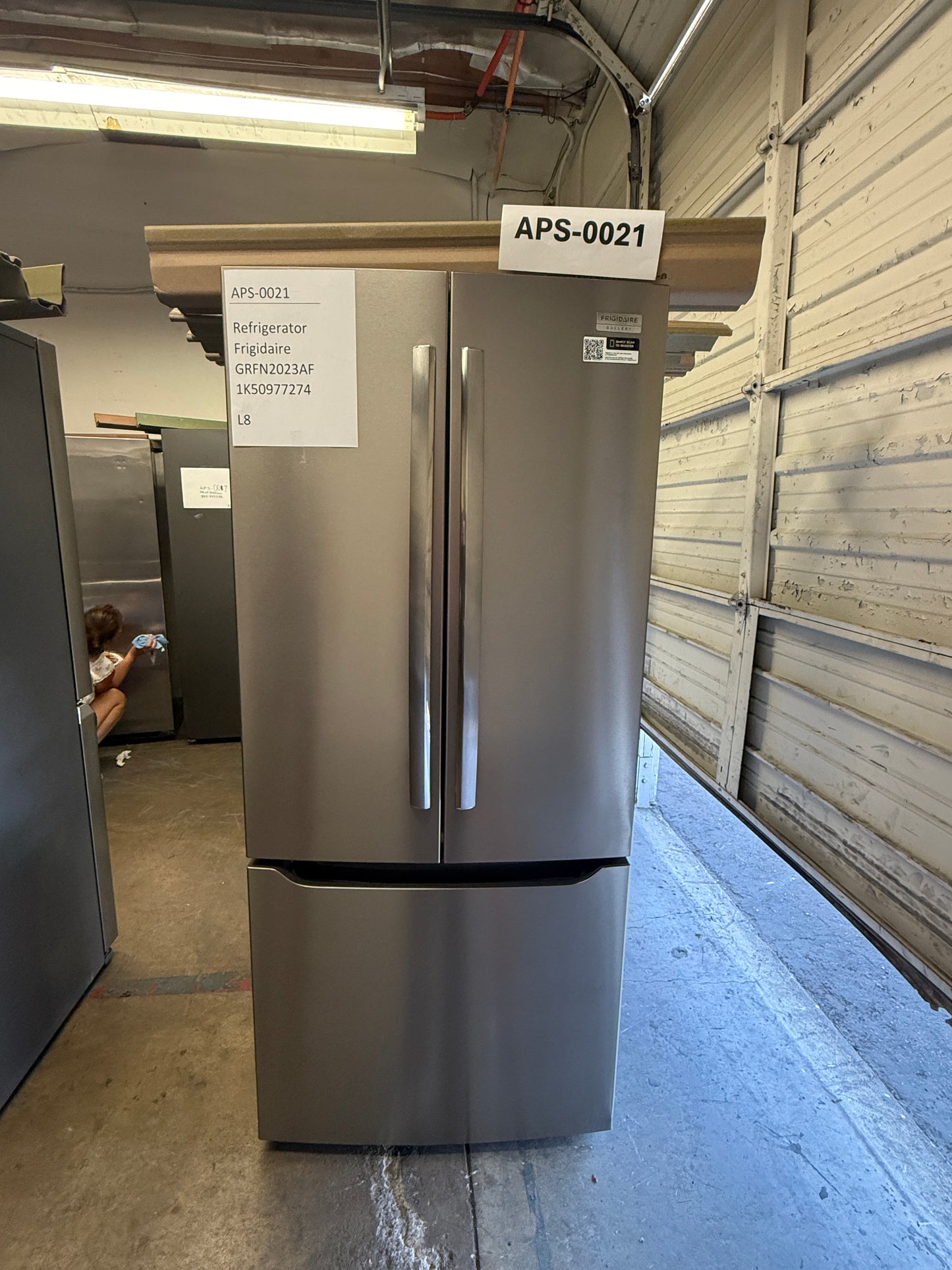 Frigidaire 20 cu ft French Door Refrigerator, Stainless, Slim 30″ Width, LED Lighting (GRFN2023AF)