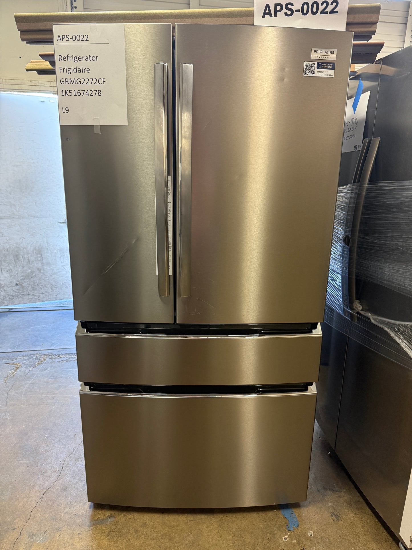 Frigidaire 22 cu ft French Door Refrigerator, Stainless, Counter-Depth Look, Pantry Drawer (GRMG2272CF)