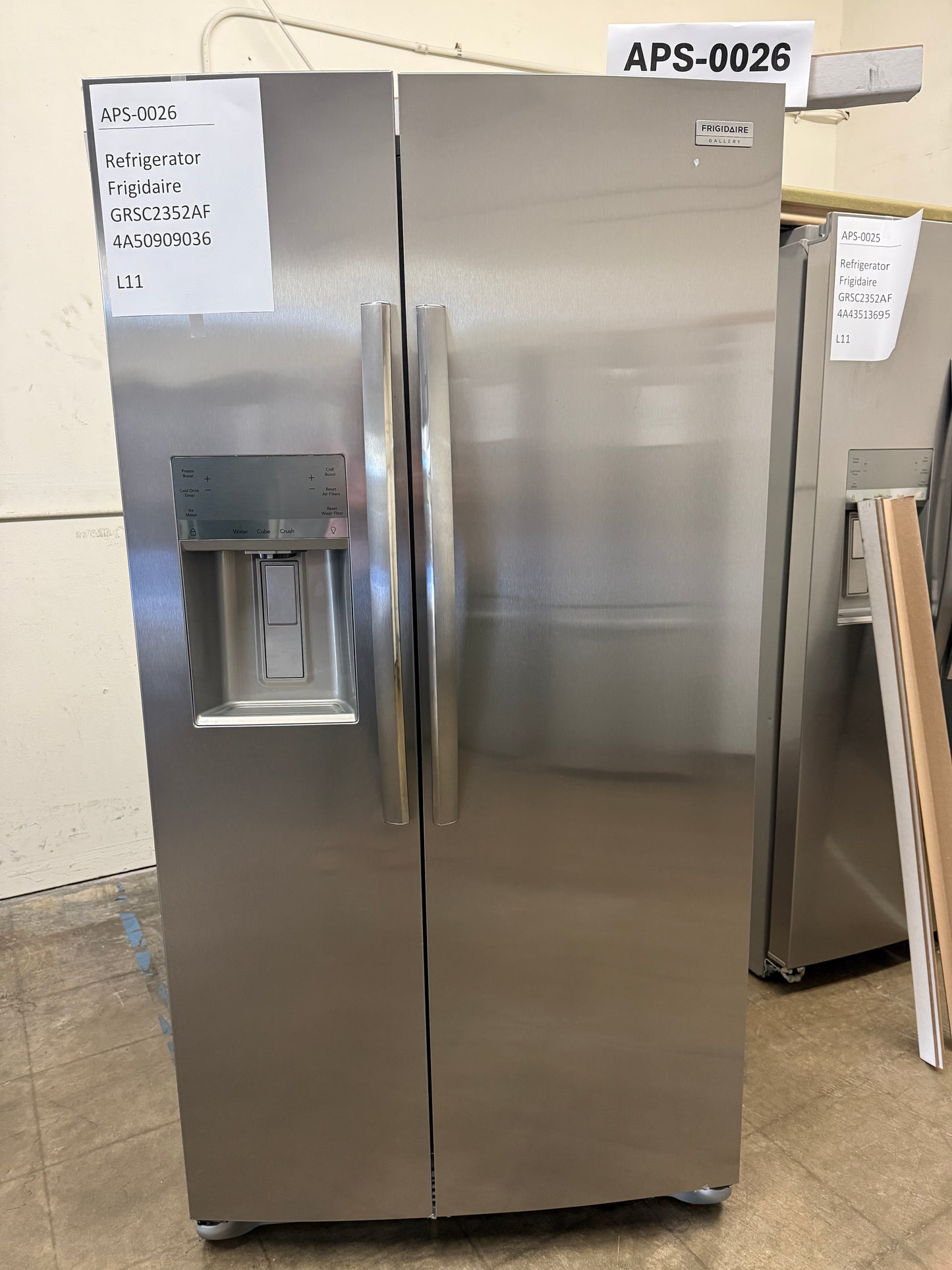 Frigidaire 22.3 cu ft Side-by-Side Refrigerator, Stainless, External Water/Ice Dispenser (GRSC2352AF)