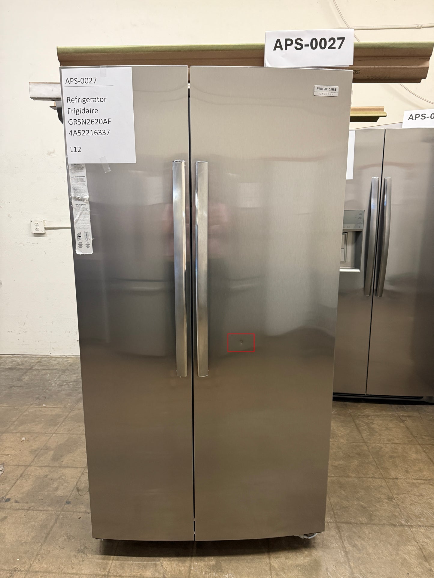Frigidaire 26 cu ft Side-by-Side Refrigerator, Stainless, External Water/Ice Dispenser (GRSN2620AF)