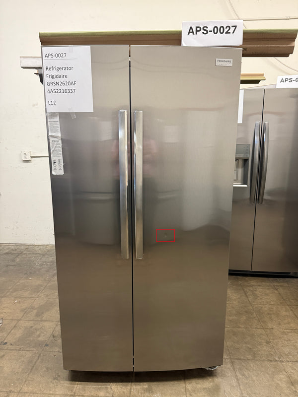 Frigidaire 26 cu ft Side-by-Side Refrigerator, Stainless, External Water/Ice Dispenser (GRSN2620AF)