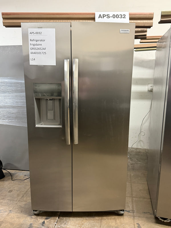 Frigidaire 25.6 cu ft Side - by - Side Refrigerator, Stainless, External Water/Ice Dispenser (GRSS2652AF) - Appliance Saver Store