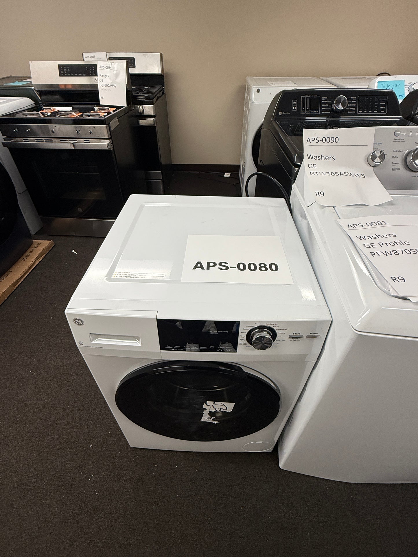 GE 2.4 cu. ft. Front Load Washer/Dryer Combo, White, Ventless Drying + LED Display (GFQ14ESSNWW)